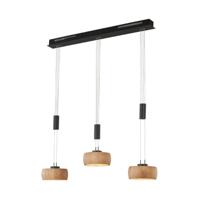 Fischer & Honsel 3-lichts hanglamp Shine-Wood zwart 61093 - thumbnail