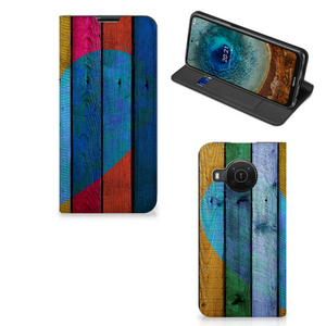 Nokia X20 | X10 Book Wallet Case Wood Heart - Cadeau voor je Vriend