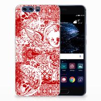 Silicone Back Case Huawei P10 Plus Angel Skull Rood - thumbnail