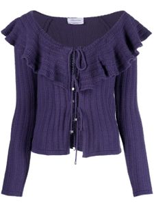 Blumarine cardigan volanté à épaules dénudées - Violet