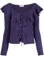 Blumarine cardigan volanté à épaules dénudées - Violet - thumbnail