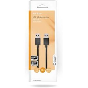 USB-Kabel | USB 3.2 Gen 1 | USB-A Male | USB-A Male | 5 Gbps | Vernikkeld | 2.00 m | Rond | PVC | Zw