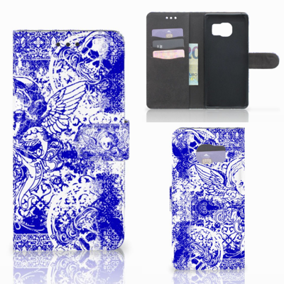 Telefoonhoesje met Naam Samsung Galaxy S7 Edge Angel Skull Blauw