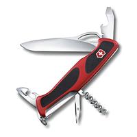 Victorinox Taschenmesser Ranger Grip 61 (11 Funktionen, Einhand-Feststellklinge, Dosenöffner, Kapselheber) rot/schwarz