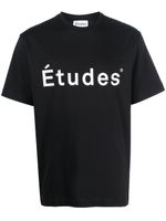 Etudes t-shirt en coton biologique à logo imprimé - Noir