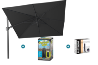 Platinum Challenger zweefparasol T2 - 3x3 m. - Faded Black- met ingraafvoet en hoes