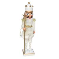 Notenkraker decoratie figuur/beeld - 80 cm - wit/goud - kunststof - kerst - thumbnail