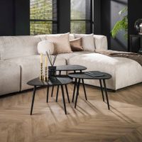 LifestyleFurn Organische Salontafel Daphane Metaal, Set van 3 stuks - Grijs - thumbnail