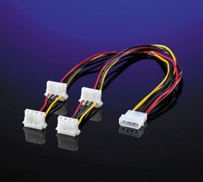 ROLINE Y-kabel 4 polig. HDD / 4x 4 pol. HDD (hoek), 0,45 m