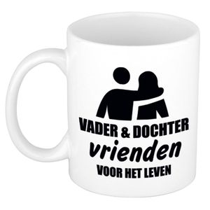 Vader en dochter cadeau koffiemok / theebeker wit 330 ml - Cadeau mokken / Vaderdag