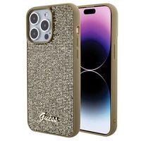 iPhone 15 Pro Max Guess Disco Metal Script Logo Cover - Goud