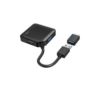 Hama 00200116 interface hub USB 3.2 Gen 1 (3.1 Gen 1) Type-A + Type-C 5000 Mbit/s Zwart