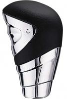 AutoStyle pookknop universeel M4 leer/chroom 9,5 cm zwart/zilver