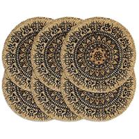 vidaXL Tafelkleden 6 stuks donkerblauw 38 cm ronde jute