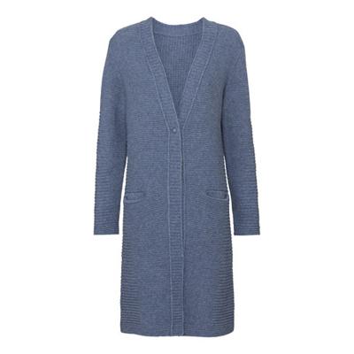 Gebreide jas van bio-scheerwol met zakken, jeansblauw 36/38