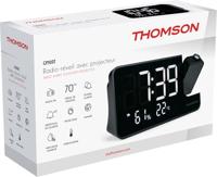 THOMSON Wekkerradio met CP100T-projectie, temperatuur- en vochtigheidsweergave, 20 FM-zenders, tijdsaanduiding op batterij