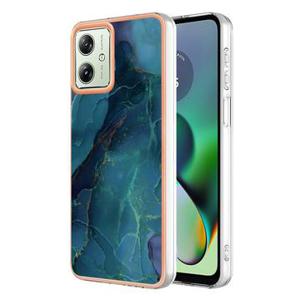 Motorola Moto G54 Marmerpatroon Gegalvaniseerd IMD TPU Hoesje - Groen