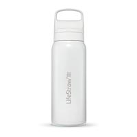 LifeStraw Go-serie - Geïsoleerde roestvrijstalen waterfilterfles voor reizen en dagelijks gebruik, verwijdert bacteriën, parasieten en microplastics, verbetert de smaak, 24 oz Polar White