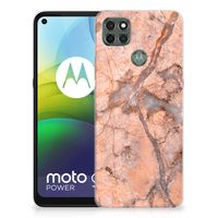 Motorola Moto G9 Power TPU Siliconen Hoesje Marmer Oranje - thumbnail