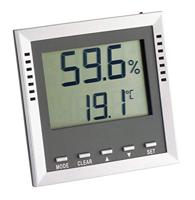 TFA Dostmann digitale thermo-hygrometer KLIMA GUARD, 30.5010, voor controle van temperatuur en luchtvochtigheid, dauwpunkt, hoge precisie, alarmfunctie, zilver-grijs, (L) 106 x (B) 24 (44) x (H) 106mm