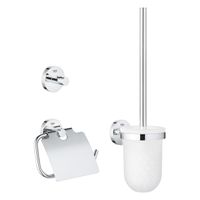 GROHE Essentials Toilet accessoireset 3-delig met toiletborstelhouder, handdoekhaak en toiletrolhouder met klep chroom 40407001 - thumbnail