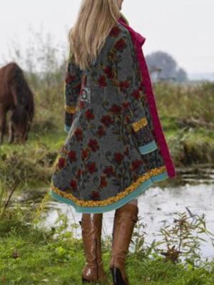 Long Sleeve Floral Shawl Collar Knit coat Long Sleeve Floral Shawl Collar Knit coat