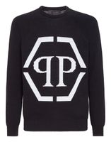 Philipp Plein pull à logo intarsia - Noir