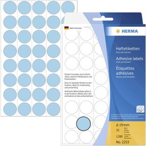 Herma 2253 Etiketten Ø 19 mm Papier Blauw 1280 stuk(s) Permanent hechtend Etiketten voor markeringspunten