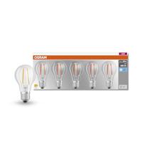 OSRAM Lamps, Voet: E27, Cool White, 4000 K, 6,50 W, vervanging voor 60 W gloeilamp, helder, LED BASE CLASSIC A Set van 5