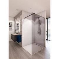 SAINT-GOBAIN Doucheschermkit BALEARES GREY -Tijdloos 8 mm gehard glas - L.140 cm x H.198 cm - Mat zwart profiel