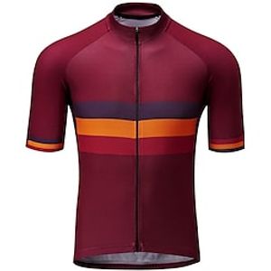 Voor heren Wielrenshirt Korte mouw Fietsen Shirt Kleding Bovenlichaam met 3 achterzakken Bergracen Wegwielrennen UV-bestendig Ademend Sneldrogend Reflecterende strips Geel Blauw Groen Gestreept Sport Lightinthebox