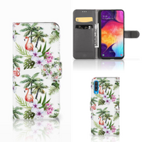 Samsung Galaxy A50 Telefoonhoesje met Pasjes Flamingo Palms - thumbnail