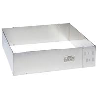 Birkmann, Easy Baking, verstelbaar bakframe, vierkante taartring, traploos verstelbaar van 22 x 25 cm – 43 x 48 cm, extra hoge rand: 7 cm, roestvrij staal, tot 230 °C, 429307