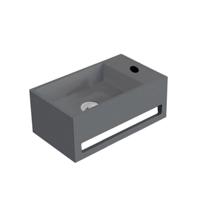 Fontein Toilet - Toiletmeubel WC Solid Surface 36x16cm - Betonlook Rechts