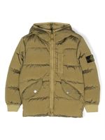 Stone Island Junior Compass-patch padded hooded jacket - Vert - thumbnail