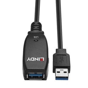 LINDY USB-kabel USB 3.2 Gen1 (USB 3.0 / USB 3.1 Gen1) USB-A stekker, USB-A bus 15.00 m Zwart 43322