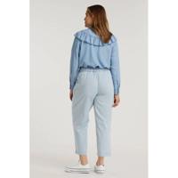 Yesta cropped straight fit broek Larra lichtblauw
