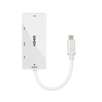LINDY USB-C, DisplayPort, VGA Converter [1x USB-C stekker - 1x DisplayPort bus, DVI-bus 24+5-polig, HDMI-bus, VGA-bus] 43279 0.15 m