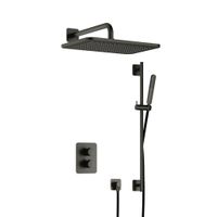 Hotbath Gal IBS40ABGP inbouwdouche met glijstang en 27x40cm hoofddouche geborsteld gunmetal PVD