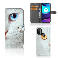 Motorola Moto E20 | E30 | E40 Telefoonhoesje met Pasjes Witte Kat