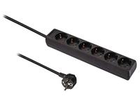 Valueline, 6-weg Schuko Stekkerdoos kabel 1,5 m (Zwart)