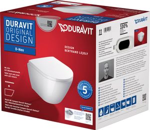 Duravit D-Neo compact en randloos hangtoilet met toiletbril 37x48x40cm wit