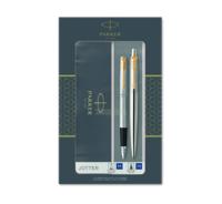 Balpen en vulpen Parker Jotter stainless steel GT medium