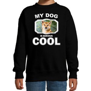 Honden liefhebber trui / sweater Shiba inu my dog is serious cool zwart voor kinderen