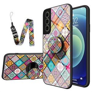 Geruit Patroon Samsung Galaxy S21 FE 5G Hybrid Case - Kleurrijke Mandala