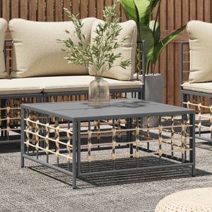 Tuintafel 70x70x34 cm poly rattan antracietkleurig