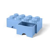 LEGO 4006 Brick 8 knoppen, 2 laden, stapelbaar opbergdoos, 9,4 l, lichtblauw, plastic, Legion/Light Royal Blue, 50 x 25 x 18 cm