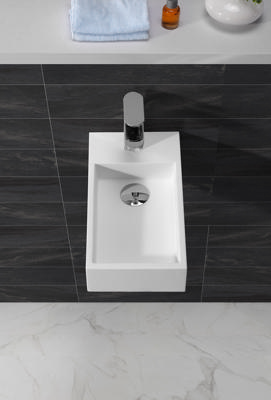 Wiesbaden Solid Surface fontein links 40x22x10 cm, mat wit Wiesbaden Solid Surface fontein links 40x22x10 cm, mat wit