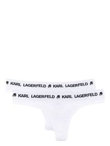 Karl Lagerfeld lot de 2 strings à bande logo - Blanc