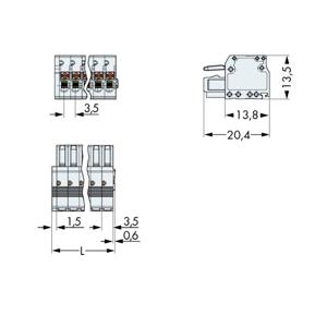 WAGO 2734-103 Female behuizing (kabel) 2734 Totaal aantal polen: 3 Rastermaat: 3.50 mm Inhoud: 200 stuk(s)